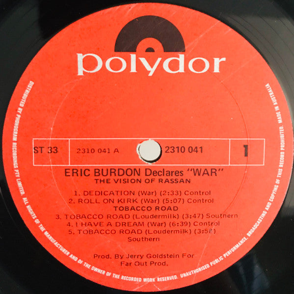 Eric Burdon & War – Eric Burdon Declares "War" LP vinyl record, image 3 of 4