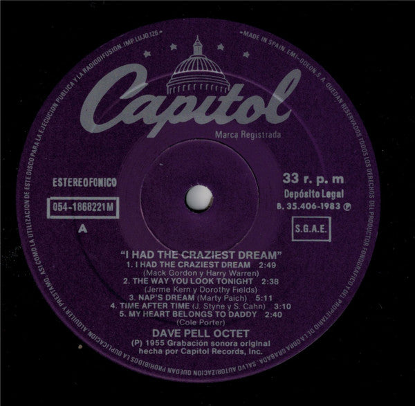 Dave Pell Octet – I Had The Craziest Dream LP vinyl record, image 4 of 5