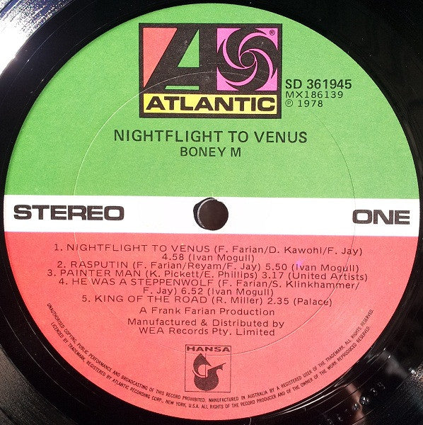 Boney M. – Nightflight To Venus LP vinyl record, image 5 of 7