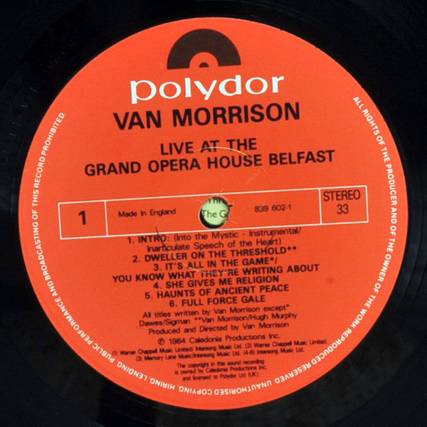 Van Morrison – Live At The Grand Opera House Belfast LP vinyl record, image 3 of 4