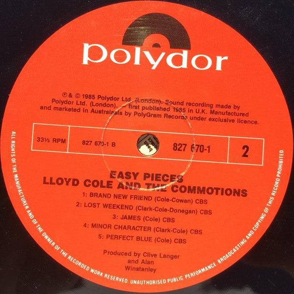 Lloyd Cole & The Commotions – Easy Pieces LP vinyl record, image 4 of 6