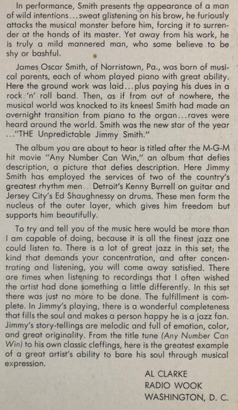 Jimmy Smith – Any Number Can Win LP vinyl record, image 10 of 10