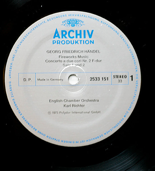 Georg Friedrich Händel, English Chamber Orchestra, Karl Richter – Fireworks Music • Concerti A Due Cori LP vinyl record, image 4 of 5