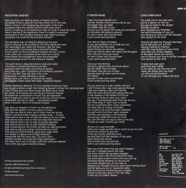 Dire Straits – Love Over Gold LP vinyl record, image 7 of 7