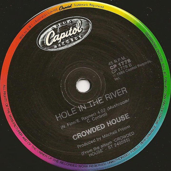 Crowded House – Mean To Me 7" vinyl record, image 4 of 4