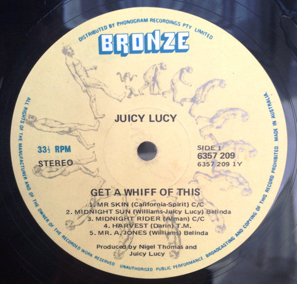 Juicy Lucy – Get A Whiff A This LP vinyl record, image 5 of 5