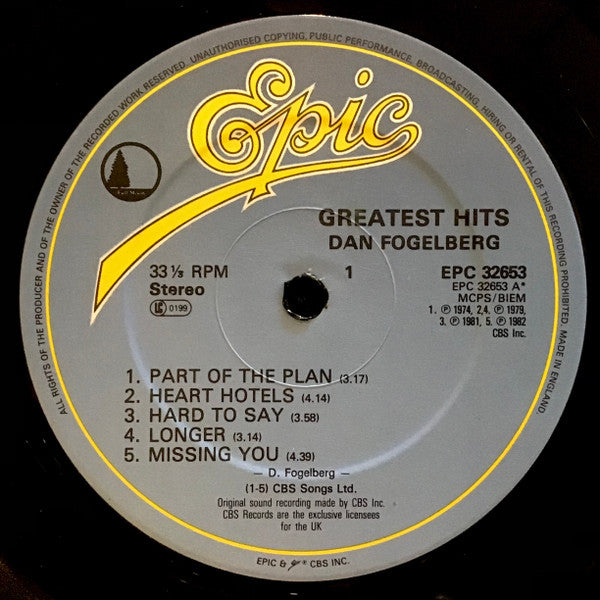 Dan Fogelberg – Greatest Hits LP vinyl record, image 3 of 7