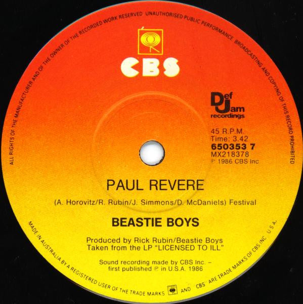 Beastie Boys – (You Gotta) Fight For Your Right (To Party!) 7" vinyl record, image 4 of 4