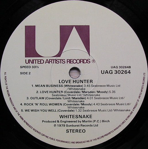 Whitesnake – Lovehunter LP vinyl record, image 4 of 7