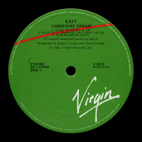 Tangerine Dream – Exit LP vinyl record, image 3 of 4