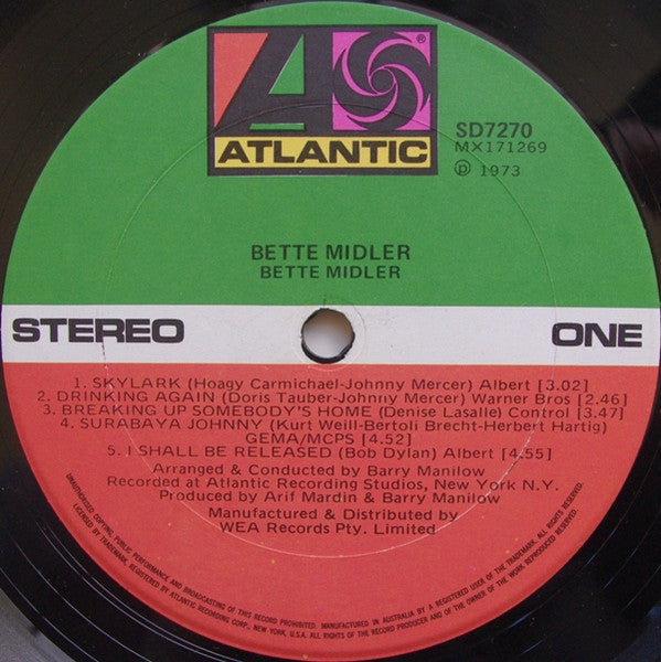 Bette Midler – Bette Midler LP vinyl record, image 3 of 5