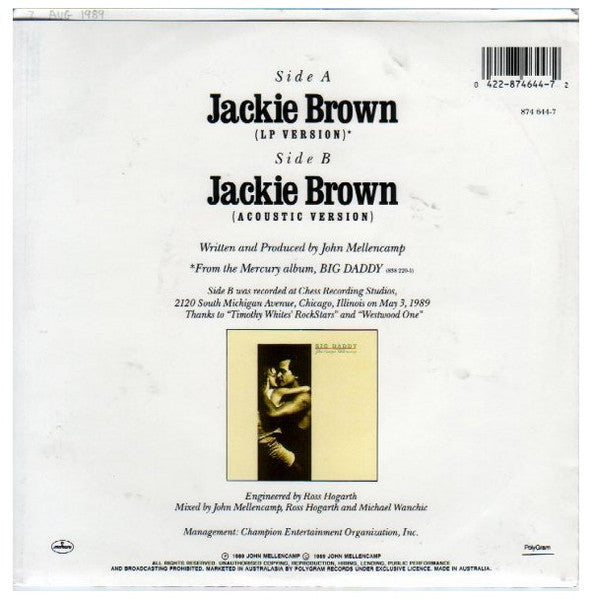 John Cougar Mellencamp – Jackie Brown 7" vinyl record, image 2 of 4