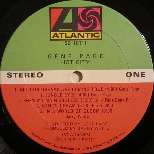 Gene Page – Hot City LP vinyl record, image 3 of 4