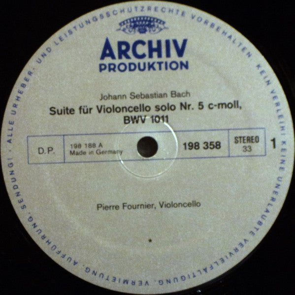 Johann Sebastian Bach, Pierre Fournier – Sechs Suiten Für Violoncello Solo (BWV 1007-1012) LP vinyl record, image 5 of 8