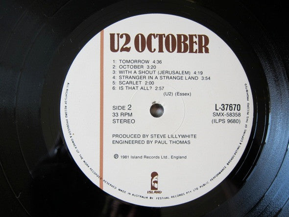 U2 – October LP vinyl record, image 6 of 9