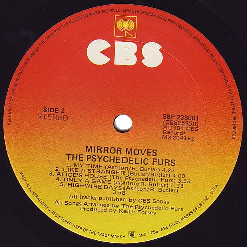 The Psychedelic Furs – Mirror Moves LP vinyl record, image 4 of 6