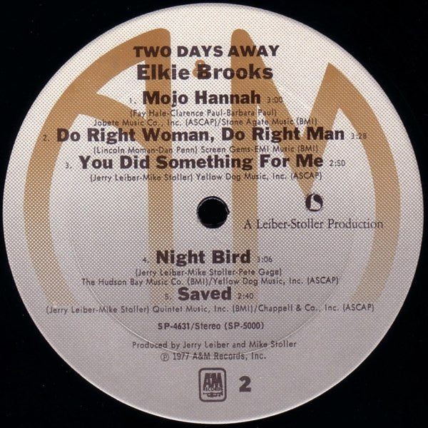 Elkie Brooks – Two Days Away LP vinyl record, image 4 of 4