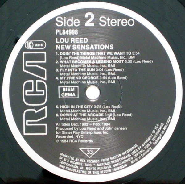 Lou Reed – New Sensations LP vinyl record, image 4 of 6