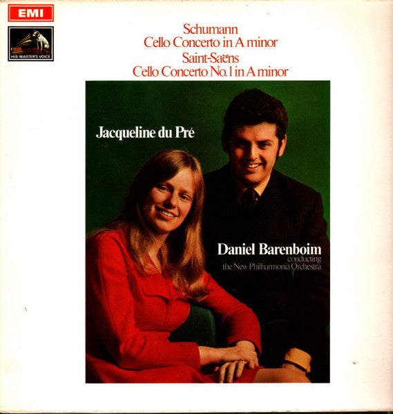 Robert Schumann, Camille Saint-Saëns, Jacqueline Du Pré, Daniel Barenboim, New Philharmonia Orchestra – Cello Concerto In A Minor, Cello Concerto No.1 In A Minor LP vinyl record, image 1 of 3