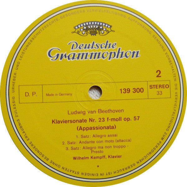 Ludwig van Beethoven, Wilhelm Kempff – Sonaten Pathétique / Mondschein = Moonlight / Appassionata LP vinyl record, image 4 of 9
