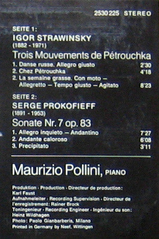 Igor Stravinsky, Sergei Prokofiev, Maurizio Pollini – »Pétrouchka« / Sonate Nr. 7 Op. 83 LP vinyl record, image 2 of 5