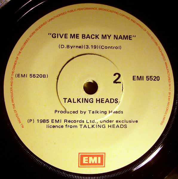 Talking Heads – The Lady Don't Mind 7" vinyl record, image 2 of 2