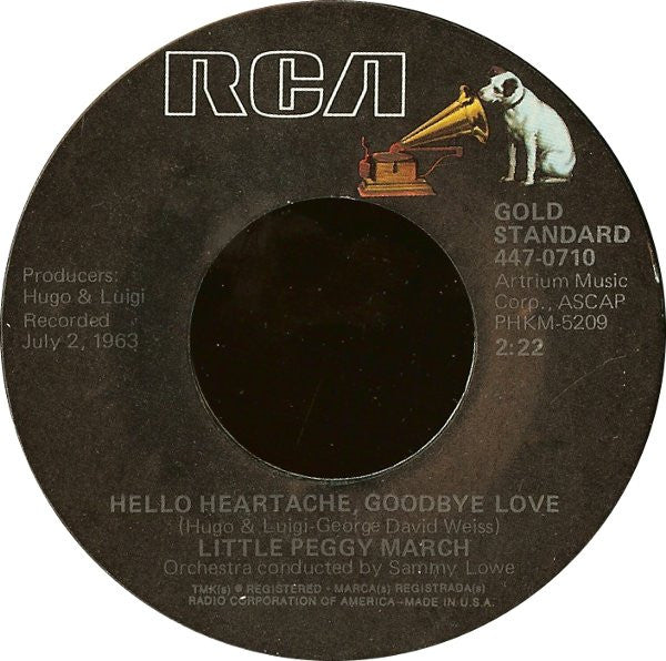 Peggy March – I Will Follow Him / Hello Heartache, Goodbye Love 7" vinyl record, image 2 of 2