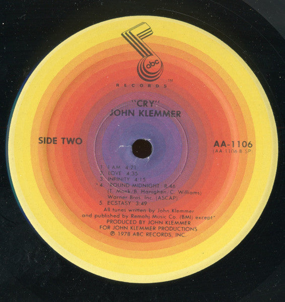 John Klemmer – Cry LP vinyl record, image 4 of 4