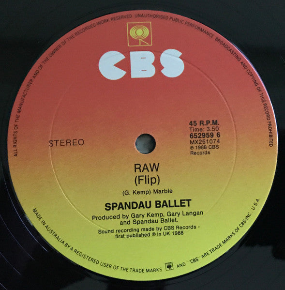 Spandau Ballet – Raw 12" vinyl record, image 4 of 4