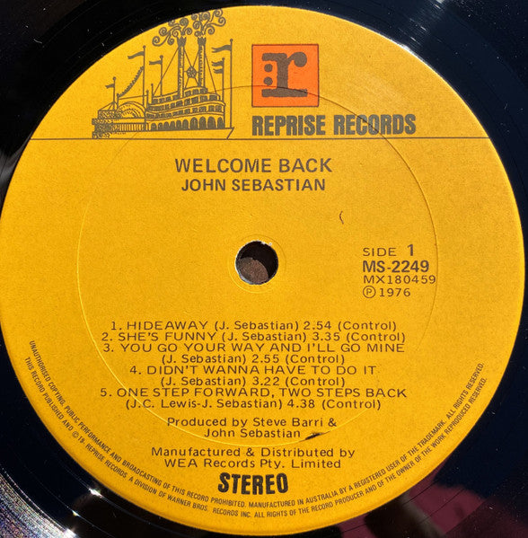 John Sebastian – Welcome Back LP vinyl record, image 3 of 4
