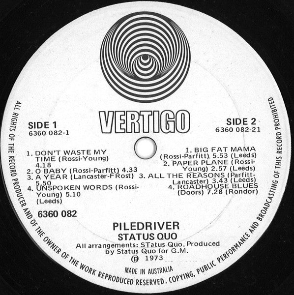 Status Quo – Piledriver LP vinyl record, image 6 of 6