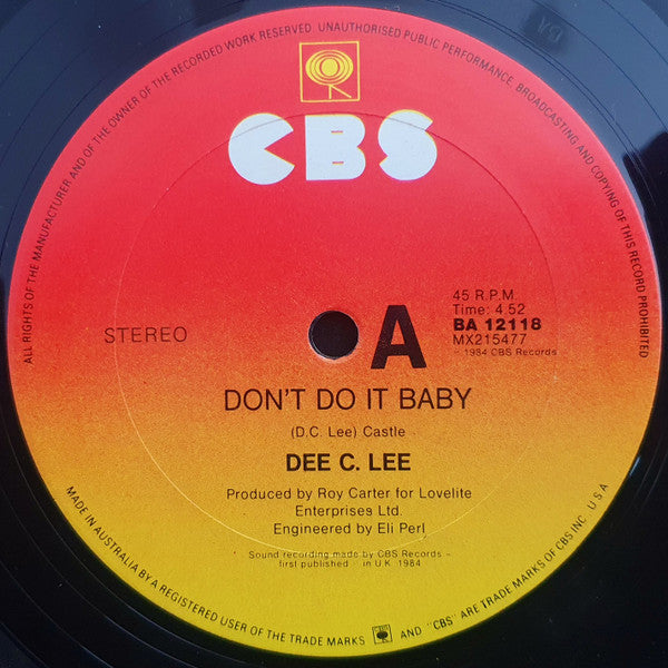 Dee C. Lee – Don't Do It Baby 12" vinyl record, image 3 of 4