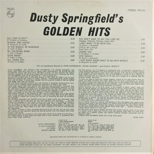 Dusty Springfield – Dusty Springfield's Golden Hits LP vinyl record, image 3 of 5