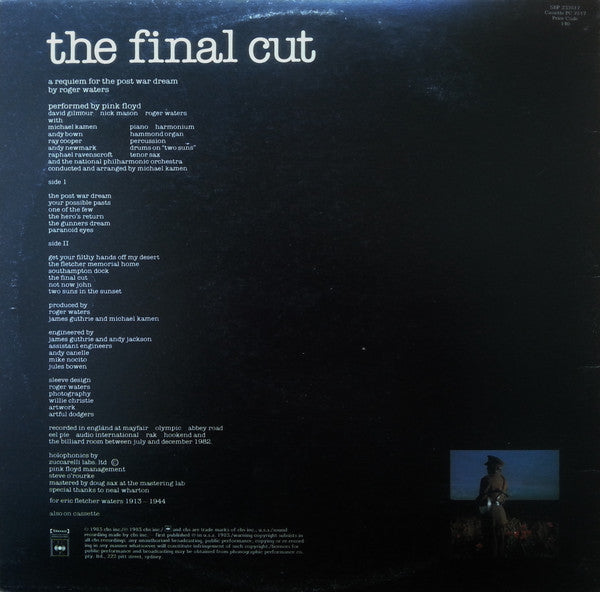 Pink Floyd – The Final Cut LP vinyl record, image 4 of 9