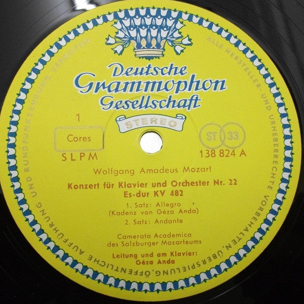 Wolfgang Amadeus Mozart, Camerata Academica Salzburg, Géza Anda – Piano Concertos No.6, B Flat Major, K.238 - No.22, E Flat Major, K.482 LP vinyl record, image 3 of 5