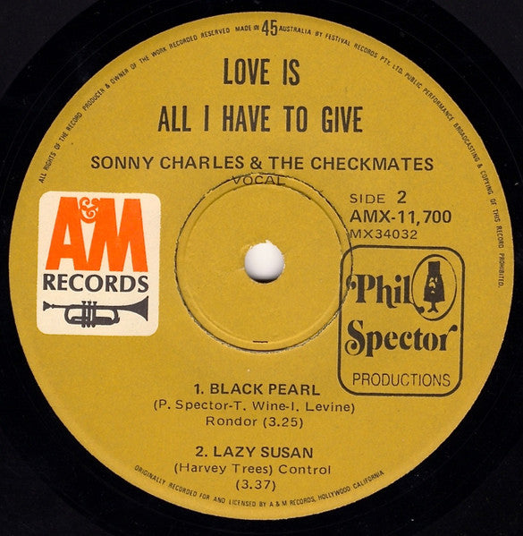 The Checkmates LTD. – Love Is All I Have To Give 7" vinyl record, image 4 of 4