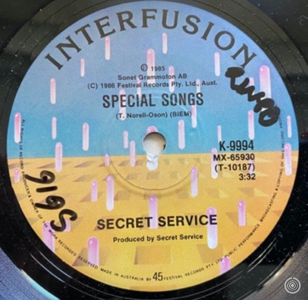 Secret Service – When The Night Closes In 7" vinyl record, image 2 of 2