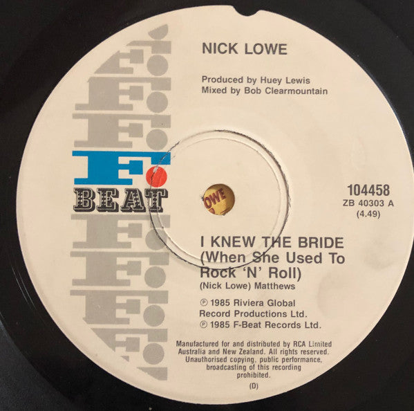 Nick Lowe – I Knew The Bride (When She Used To Rock 'N' Roll) 7" vinyl record, image 3 of 6
