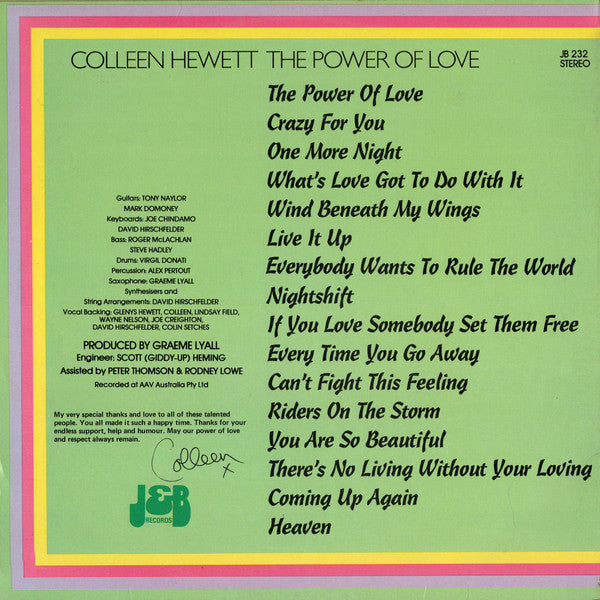 Colleen Hewett – The Power Of Love LP vinyl record, image 2 of 4