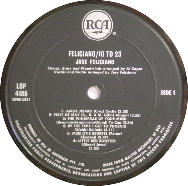 José Feliciano – 10 To 23 LP vinyl record, image 3 of 4