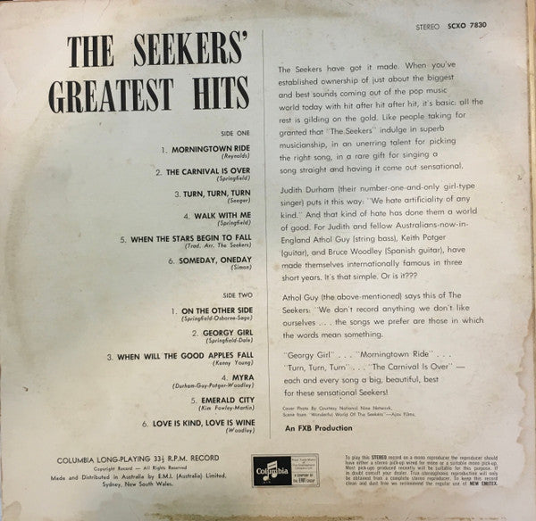 The Seekers – Greatest Hits LP vinyl record, image 2 of 4