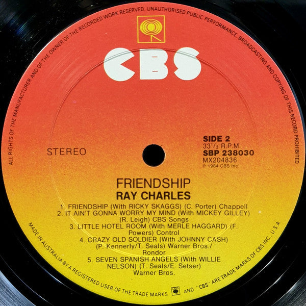 Ray Charles – Friendship LP vinyl record, image 4 of 4