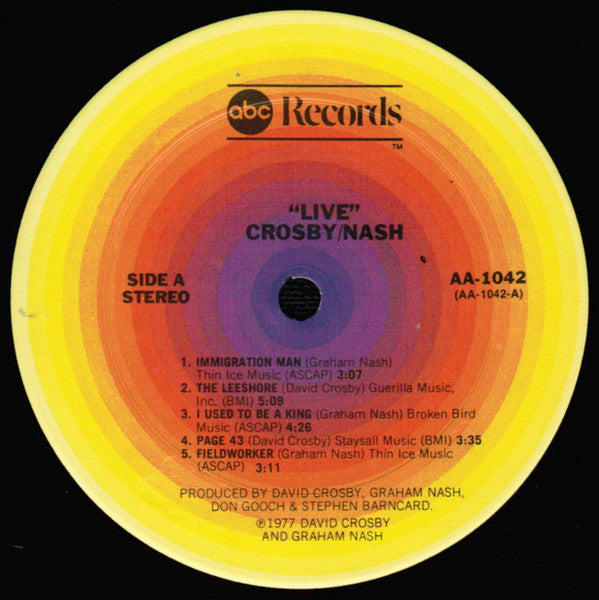 Crosby & Nash – Live LP vinyl record, image 3 of 6