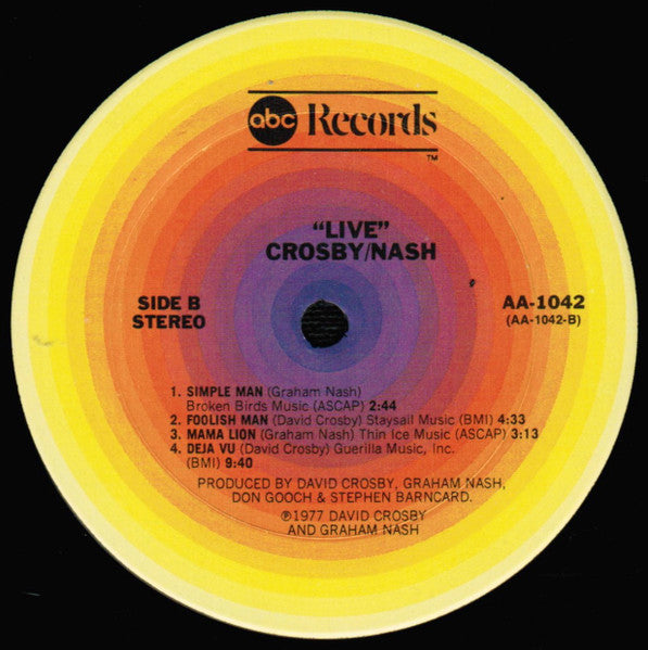 Crosby & Nash – Live LP vinyl record, image 4 of 6
