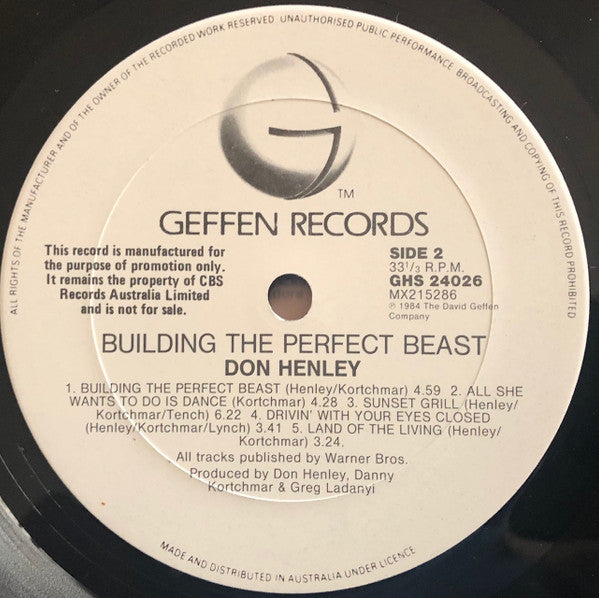 Don Henley – Building The Perfect Beast LP vinyl record, image 6 of 6