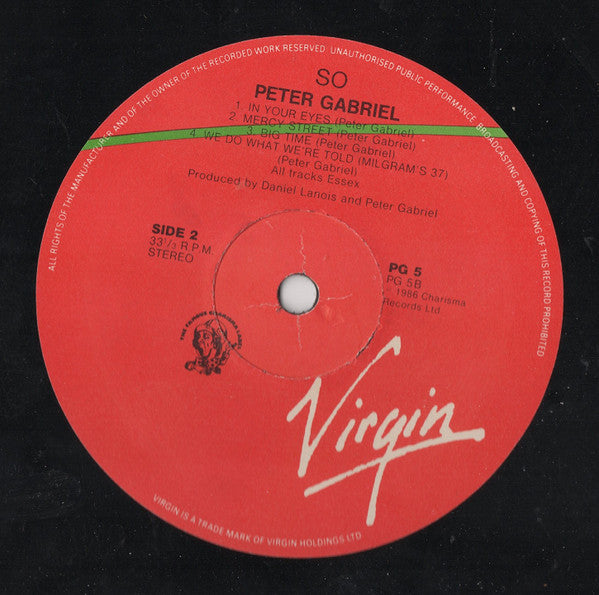 Peter Gabriel – So LP vinyl record, image 7 of 8