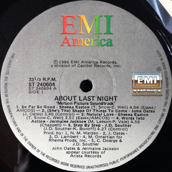 Various – "About Last Night..." Music From The Motion Picture LP vinyl record, image 3 of 4
