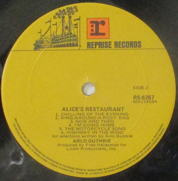 Arlo Guthrie – Alice's Restaurant LP vinyl record, image 4 of 4