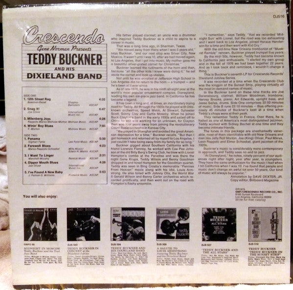 Teddy Buckner And His Dixieland Band – Gene Norman Presents Teddy Buckner And His Dixieland Band LP vinyl record, image 2 of 2