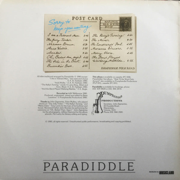 Paradiddle Traditional Folk Band – Sorry To Keep You Waiting LP vinyl record, image 2 of 6
